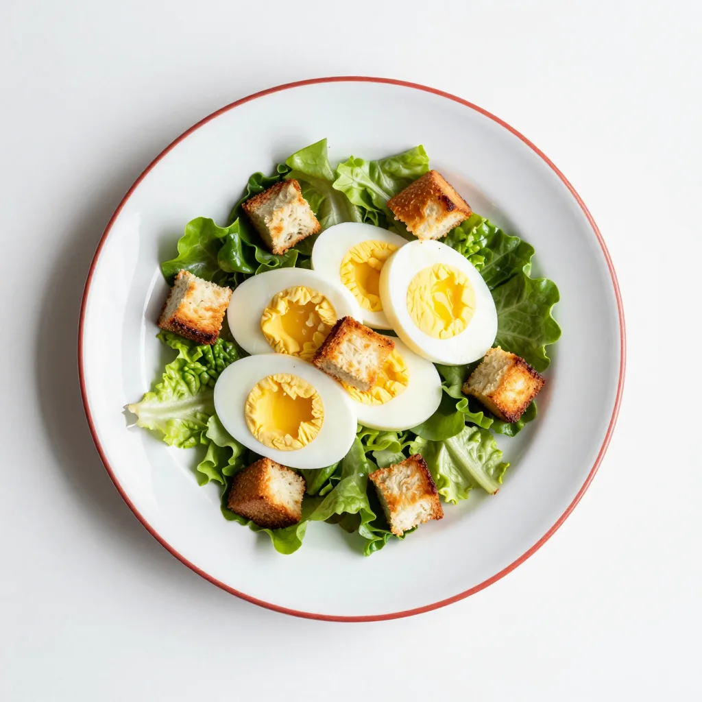 Feldsalat mit Ei und Croûtons
