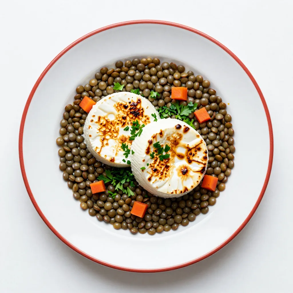 Green Lentil Salad with Warm Goat Cheese