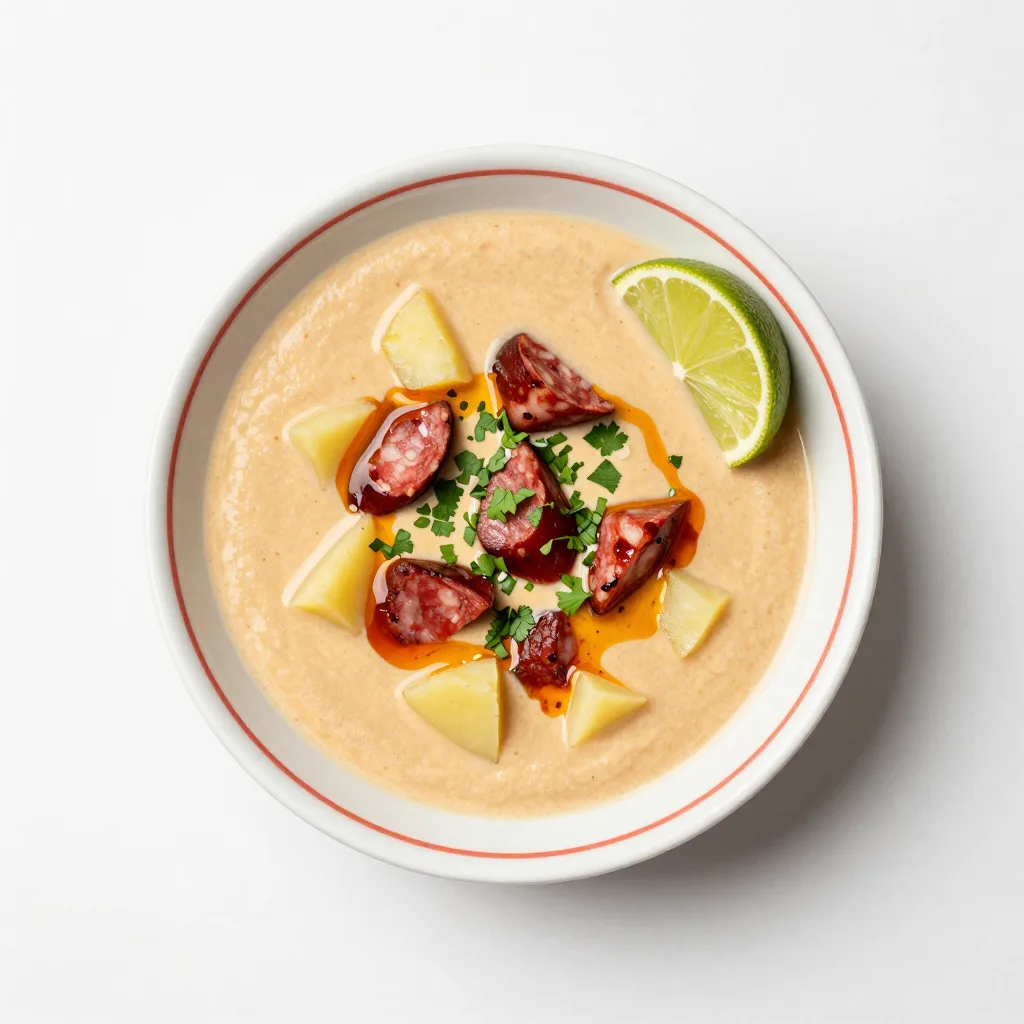 Sopa de Papa con Chorizo de Pollo
